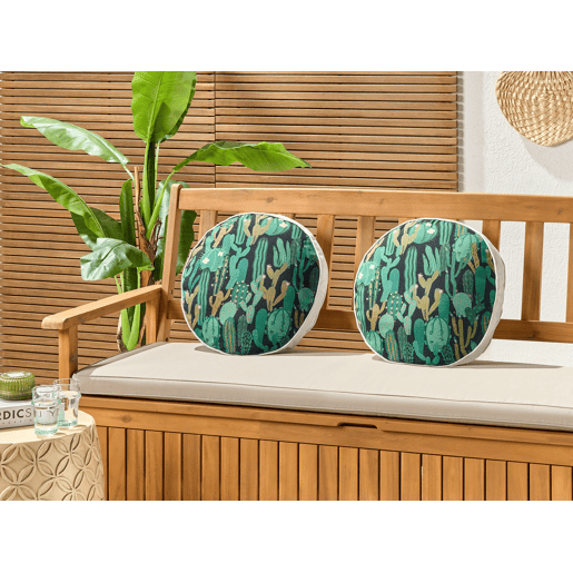 Conjunto de 2 almofadas de jardim BUSSANA Padrão de plantas 40 x 40 cm Verde