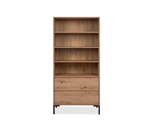 Aparador alto 2 cajones - acabado madera clara - 77,5 x 165 cm