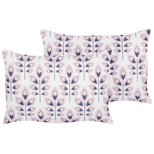 Conjunto de 2 almofadas de jardim TORRETTA Padrão de plantas 40 x 60 cm Branco creme