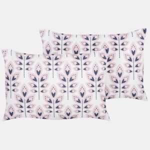 Conjunto de 2 almofadas de jardim TORRETTA Padrão de plantas 40 x 60 cm Branco creme