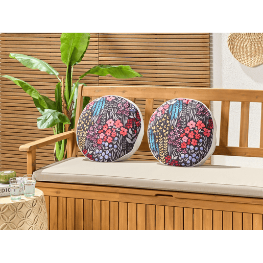 Conjunto de 2 almofadas de jardim CASTELARO Padrão floral 40 x 40 cm Multicolor