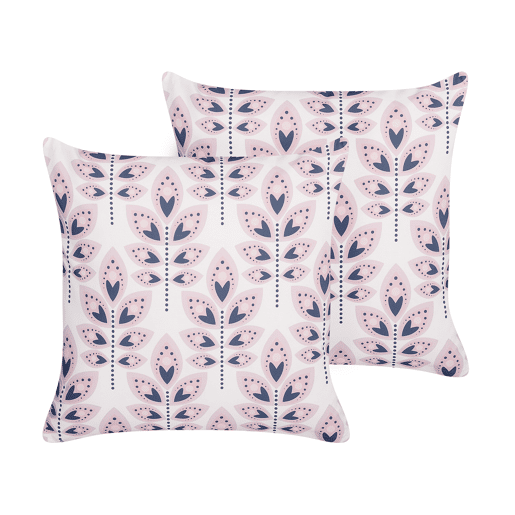 Conjunto de 2 almofadas de jardim TORRETTA Padrão de plantas 45 x 45 cm Branco creme