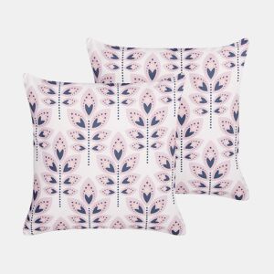 Conjunto de 2 almofadas de jardim TORRETTA Padrão de plantas 45 x 45 cm Branco creme