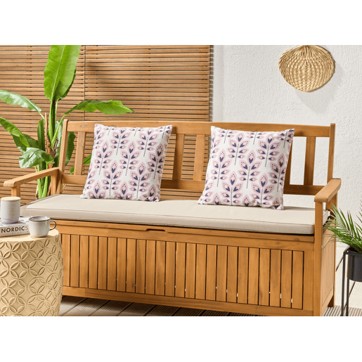 Conjunto de 2 almofadas de jardim TORRETTA Padrão de plantas 45 x 45 cm Branco creme