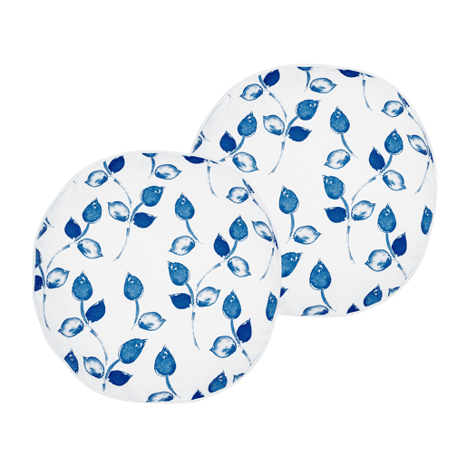Conjunto de 2 almofadas de jardim TORBORA Padrão de plantas 40 x 40 cm Branco Azul