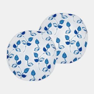 Conjunto de 2 almofadas de jardim TORBORA Padrão de plantas 40 x 40 cm Branco Azul