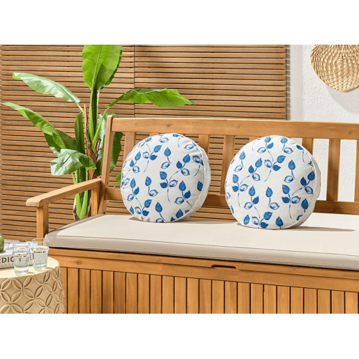 Conjunto de 2 almofadas de jardim TORBORA Padrão de plantas 40 x 40 cm Branco Azul