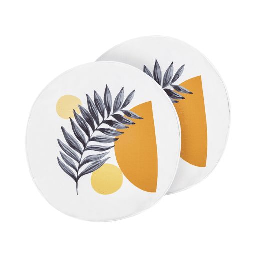 Conjunto de 2 almofadas de jardim VIOZENE Padrão de plantas 40 x 40 cm Branco