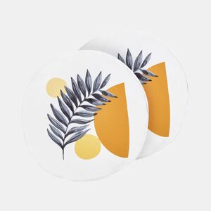Conjunto de 2 almofadas de jardim VIOZENE Padrão de plantas 40 x 40 cm Branco