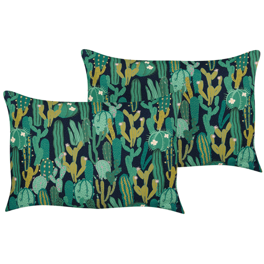 Conjunto de 2 almofadas de jardim BUSSANA Padrão de plantas 40 x 60 cm Verde