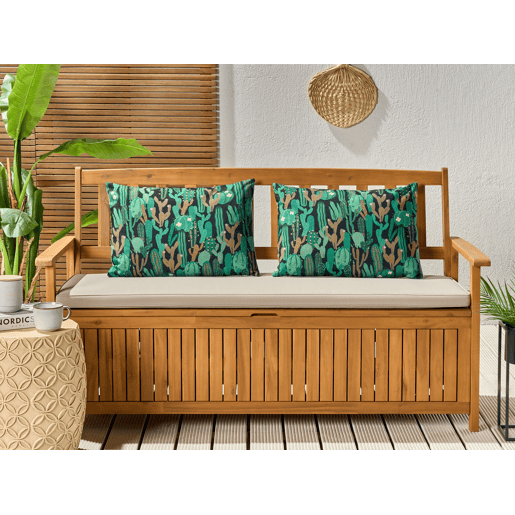 Conjunto de 2 almofadas de jardim BUSSANA Padrão de plantas 40 x 60 cm Verde