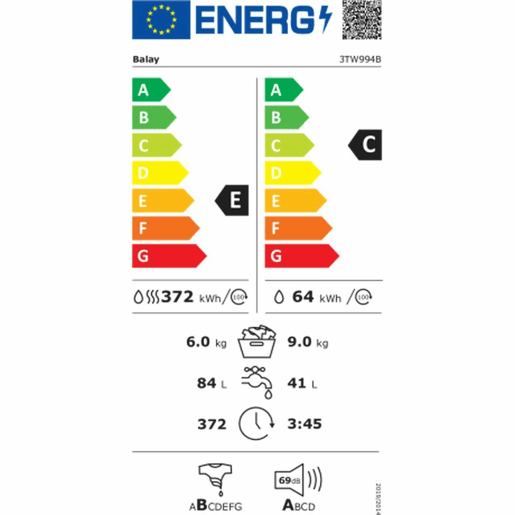 Máquina de lavar e secar Balay 3TW994B 1400 rpm 9kg  6kg Branco 6 Kg