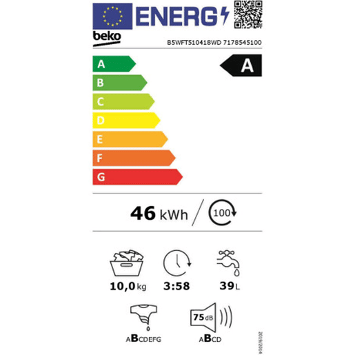 Máquina de lavar BEKO B5WFT510418WD 60 cm 1400 rpm 10 kg