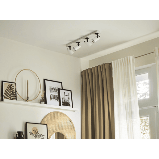 Candeeiro com 4 focos KLIP Ajustável Metal Branco