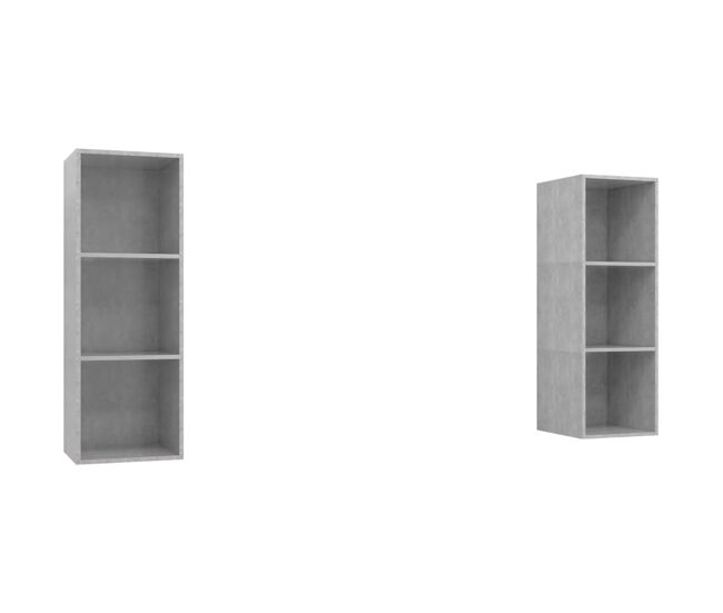 Muebles de salón de pared 2 pzs madera ingeniería gris hormigón