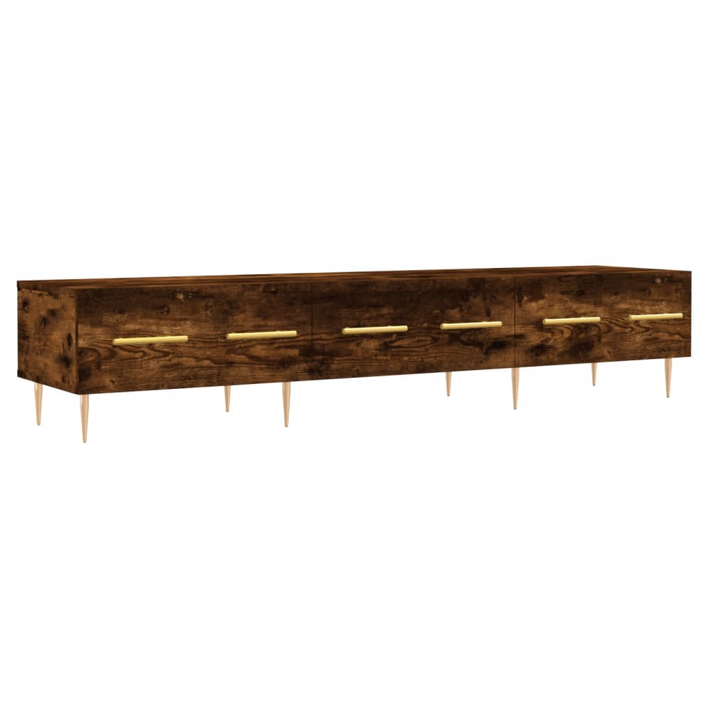 mueble de tv madera de ingenieria roble ahumado 150x36x30 cm