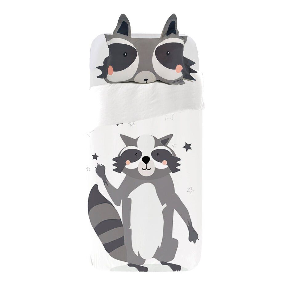 Juego de funda nórdica infantil mapache mapache - gris - cama90 (160x270)
