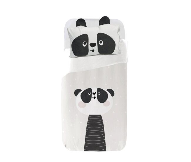 Juego de funda nórdica infantil panda panda - blanco - cama90 (160x270)