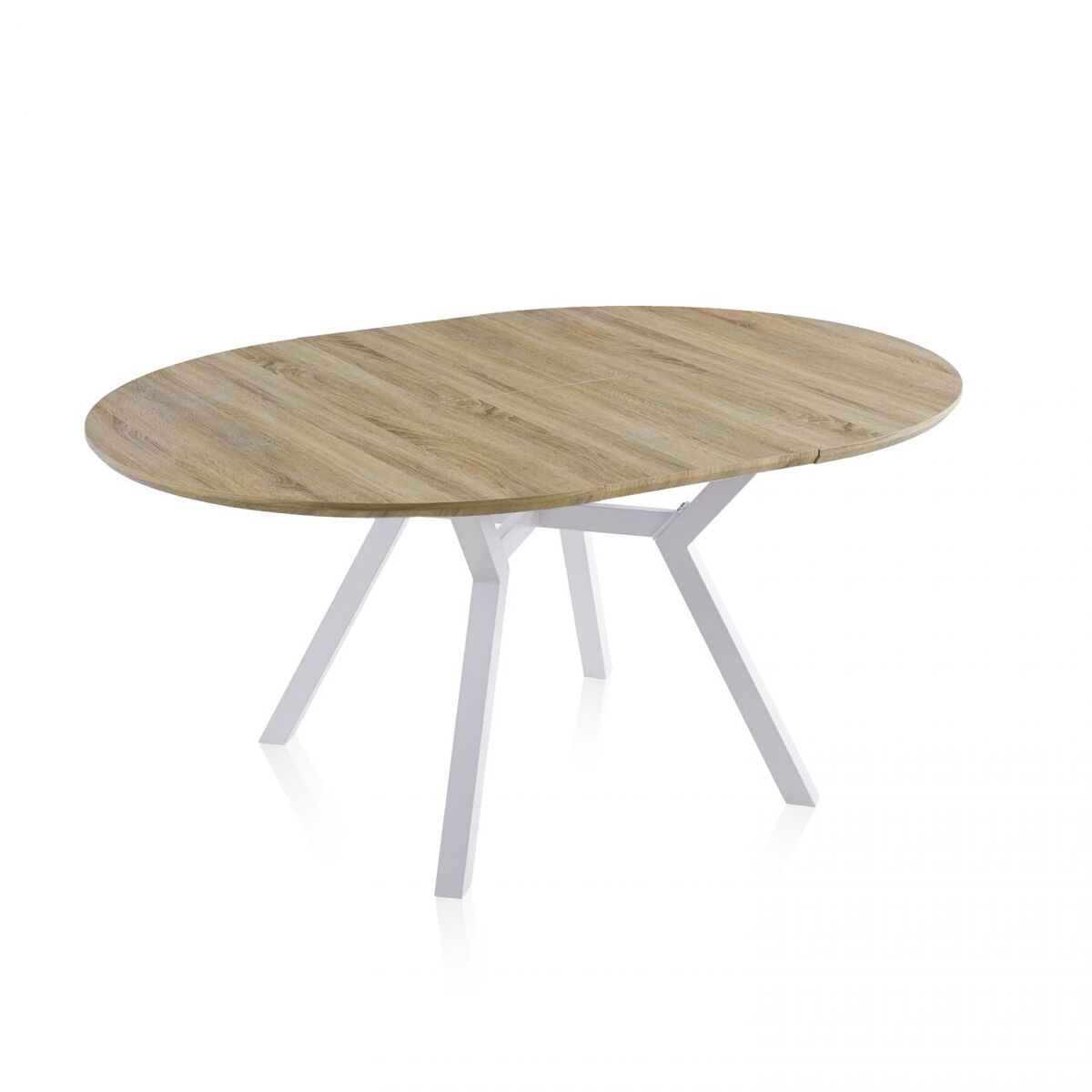 Mesa redonda extensible aeris roble - blanco 160 x 75 x cm