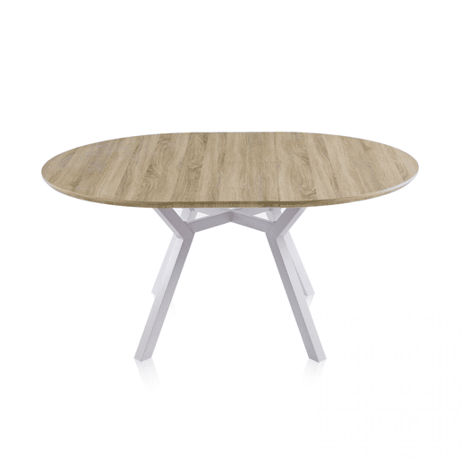 Mesa redonda extensível Aeris Carvalho - Branco 160 x 75 x 120 cm