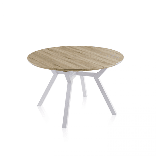 Mesa redonda extensível Aeris Carvalho - Branco 160 x 75 x 120 cm