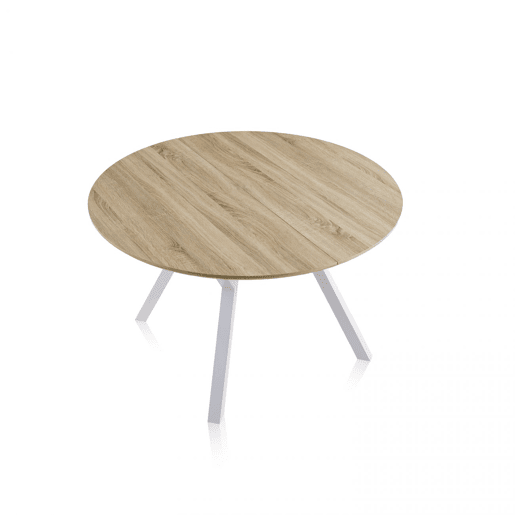 Mesa redonda extensível Aeris Carvalho - Branco 160 x 75 x 120 cm