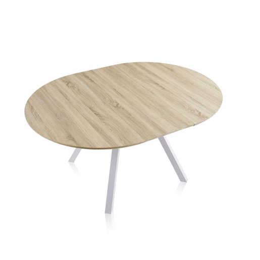 Mesa redonda extensível Aeris Carvalho - Branco 160 x 75 x 120 cm
