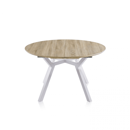 Mesa redonda extensível Aeris Carvalho - Branco 160 x 75 x 120 cm