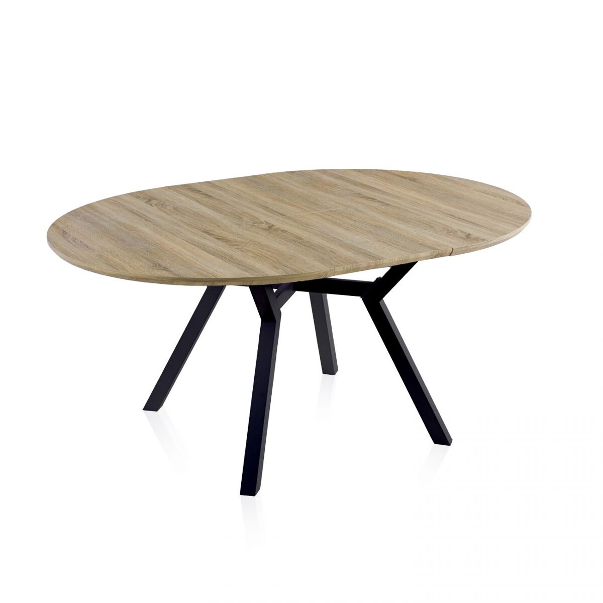 Mesa redonda extensible aeris negro - roble 160 x 75 x cm