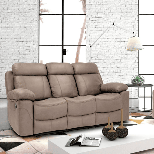 Sofá de 3 lugares para relaxar Nellie Cimento 208 x 101 x 97 cm Sofá de 3 lugares para relaxar Nellie Cimento 208 x 101 x 97 cm