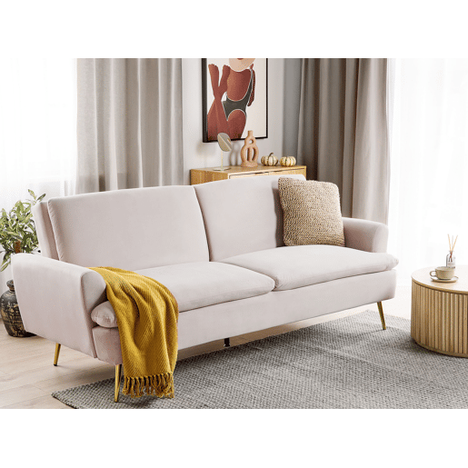 Sofá-cama VETTRE Veludo Creme claro 3 lugares Sofá-cama VETTRE Veludo Creme claro 3 lugares