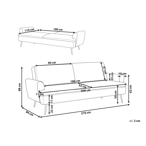 Sofá-cama VETTRE Veludo Creme claro 3 lugares Sofá-cama VETTRE Veludo Creme claro 3 lugares