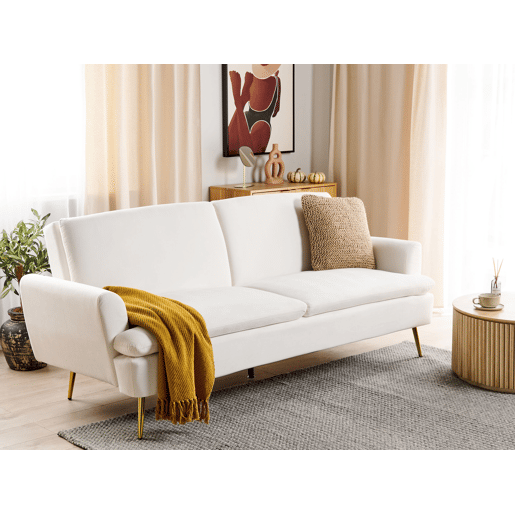 Sofá-cama VETTRE Veludo Branco creme 3 lugares