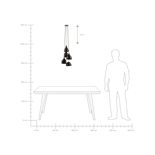 Candeeiro suspenso SAVIO Metal Castanho dourado Preto