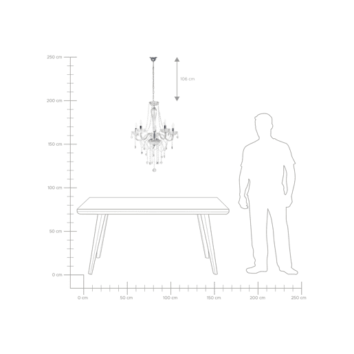 Lustre LOCONE Cristal Prateado Lustre LOCONE Cristal Prateado