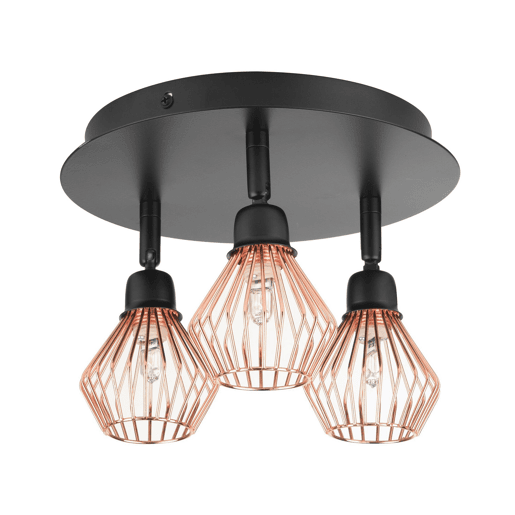 Candeeiro com 3 focos VOLGA Ajustável Metal Preto