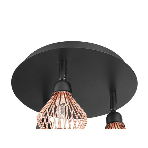 Candeeiro com 3 focos VOLGA Ajustável Metal Preto