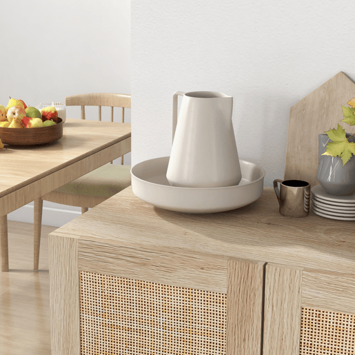 HOMCOM Aparador de Sala de Estar com 2 Portas de Rede e Prateleiras Ajustáveis Armário para Sala de Estar Escritório Dormitório Estilo Cannage Anti-Tombo 73x41x102 cm Madeira
