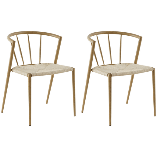 HOMCOM Conjunto de 2 Cadeiras de Sala de Estar com Assento em Corda de Papel Cadeiras de Cozinha Empilháveis Estilo Rústico Carga Máxima 120 kg 51x51x71 cm Carvalho