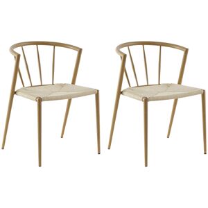 HOMCOM Conjunto de 2 Cadeiras de Sala de Estar com Assento em Corda de Papel Cadeiras de Cozinha Empilháveis Estilo Rústico Carga Máxima 120 kg 51x51x71 cm Carvalho