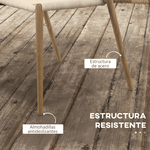 HOMCOM Conjunto de 2 Cadeiras de Sala de Estar com Assento em Corda de Papel Cadeiras de Cozinha Empilháveis Estilo Rústico Carga Máxima 120 kg 51x51x71 cm Carvalho