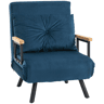 HOMCOM Poltrona Convertível em Cama Dobrável Poltrona 3 em 1 Convertível em Cama com Encosto Ajustável em 5 Níveis e Almofada Acolchoada para Escritório Sala de Estar Carga 120 kg 63x73x81 cm Azul