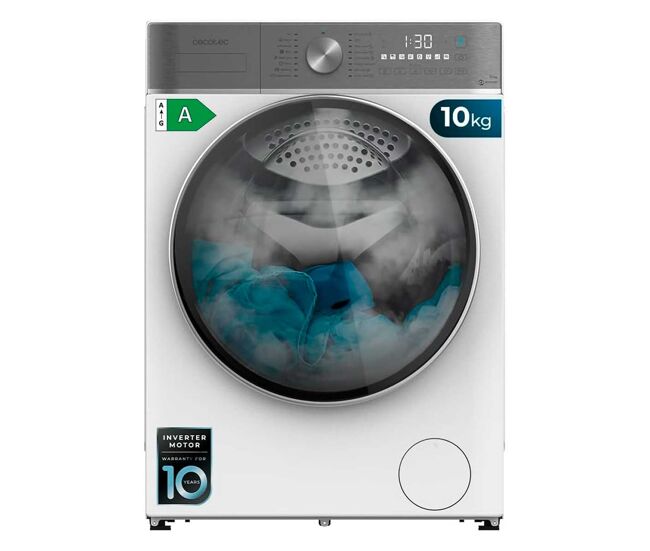 Lavadora carga frontal - Cecotec Bolero DressCode 10800 Inverter A, 10 kg, 1400 rpm, Motor Plus, Detector de carga, White