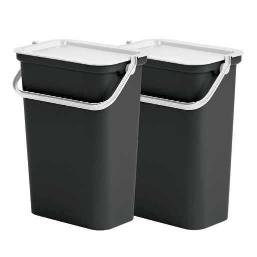 Conjunto de 2 caixas 10L com alça em preto e branco