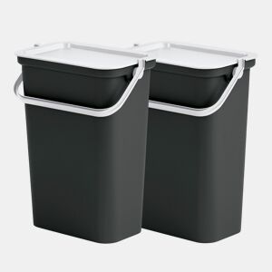 Conjunto de 2 caixas 10L com alça em preto e branco