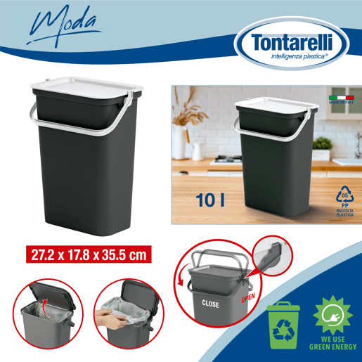 Conjunto de 2 caixas 10L com alça em preto e branco