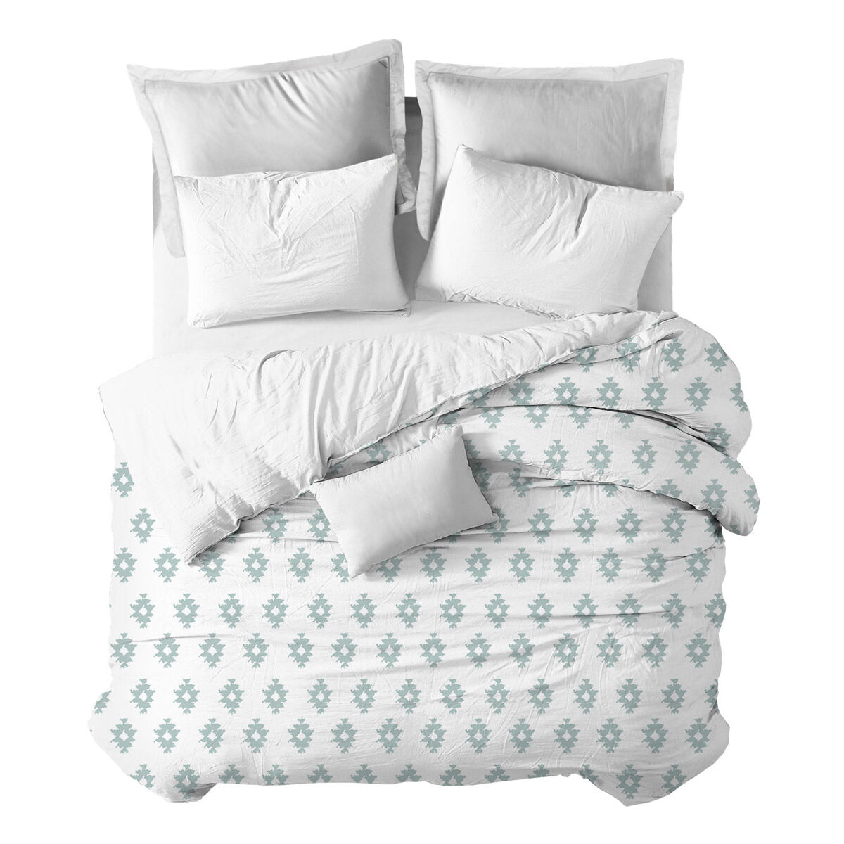 Funda nórdica kilim agua kilim - blanco/verde - cama105 (180x270) cm