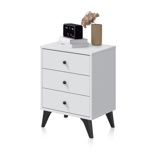 Mesita noche Iconic Blanco Artik (Blanco Mate) - Negro 40 x 56 x 33,5 cm