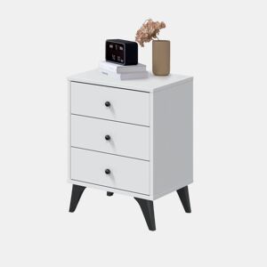 Mesita noche Iconic Blanco Artik (Blanco Mate) - Negro 40 x 56 x 33,5 cm