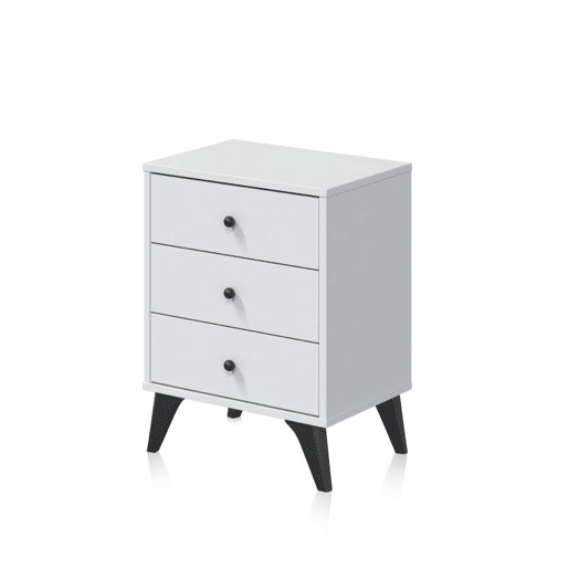 Mesita noche Iconic Blanco Artik (Blanco Mate) - Negro 40 x 56 x 33,5 cm